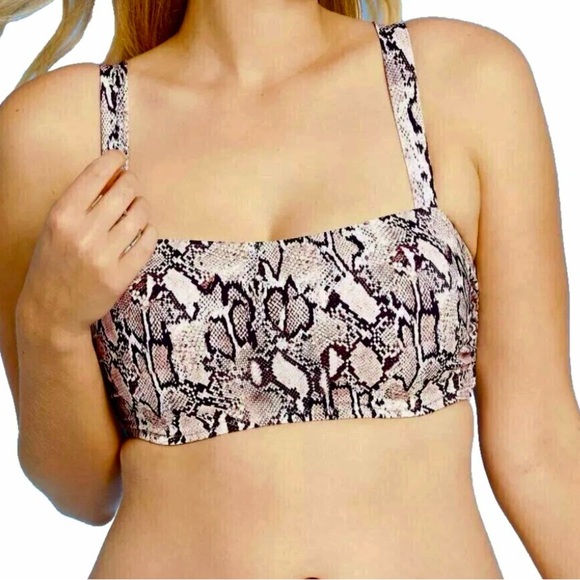 🌻NWOT Shade & Shore Python Snakeprint Light Lift Bralette Bikini Top Size 34C - Picture 1 of 10